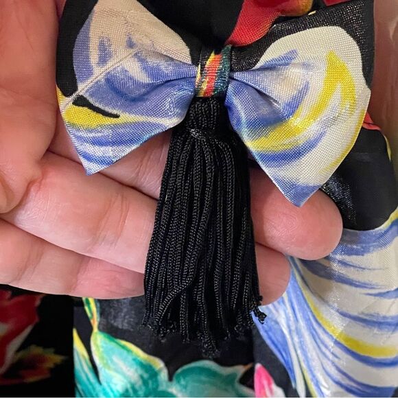 Vintage Victoria’s Secret Gold Label Floral Asymmetrical Slip Dress Black Large - Picture 6 of 13